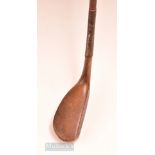 Fine and elegant late Tom Morris dark stained dog wood longnose slim putter c1895 – fitted with