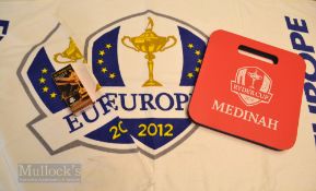 Collection of 2012 Official Ryder Cup Merchandise items (4) to incl Spectator Kneeling Pad, 2x