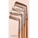 4x Interesting putters featuring a George Duncan flanged sole putter with Diamond mark, stamped 4,