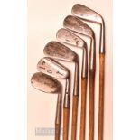 6x good assorted iron – Maxwell mashie showing Warrior cleek mark, Tom Stewart mid iron, Spade