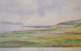 Max Bain signed ltd edition colour golf coastal scene print titled “West Kilbride Golf Course