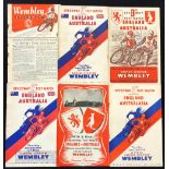 1950s Wembley Speedway Programmes featuring 50 England v Australia, 53 England v Australia, 51