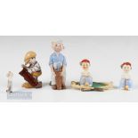 Novelty Golfing Ceramics – incl Goebbel cruet set with stand and figure, missing golf ball salt pot,