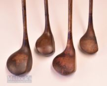 4x various named woods – large head driver, large head spoon and 2 brassies incl Craigie Montrose