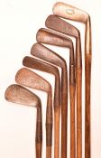 7x assorted irons and putters incl D Andersons and sons Anstruther brass putter (solidified grip),