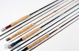 4x Various Fly Rods – Nielson carbon 10ft 3 piece, line 6/7# with some light use, Fibatube,