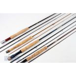 4x Various Fly Rods – Nielson carbon 10ft 3 piece, line 6/7# with some light use, Fibatube,