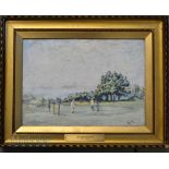 F.I.E Initials and dated 1923 – titled Afternoon Golf - oil on canvas board image 9.5” x 13.5”