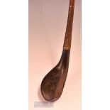 George Brews Royal Black Heath dark stained deep curved face baffing spoon with full brass wrap over