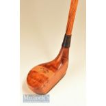 Rare Burke Golf Co Patent ‘Endgrain’ wooden mallet head with black fibre sole – fitted with patent