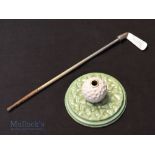 Cast Iron and Enamel Golf Club fire poker with Golf Ball stand,