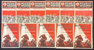 1934 to 1939 Wembley Speedway Programmes featuring 32 England v Australia, 33 England v Australia,