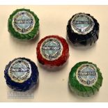 5x North British Rubber Co ‘Twin Dot’ dimple wrapped golf balls – each 1.62” and 1.62oz - in