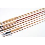 4x Assorted Rods – Allcocks Marvel split cane 9ft 2 piece rod, some whipping needing attention,