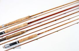 4x Assorted Rods – Allcocks Marvel split cane 9ft 2 piece rod, some whipping needing attention,