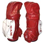 Large ‘RAM’ Shop Display Leather Golf Bag in red and white, with 9x internal compartments with space