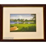 Graeme Baxter – unique collection of 6x 1990s miniature coloured golf prints of Open Golf