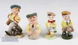 Artone England China Golfing Figures two young chaps ready for a day on the course, measures 12cm