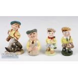 Artone England China Golfing Figures two young chaps ready for a day on the course, measures 12cm