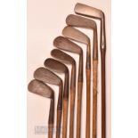 8x assorted irons to incl R Forgan thick blade putter (no grip), Spalding Kroflite mashie, F H Ayres