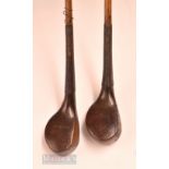 2x C Gibson Westward Ho! scare neck bulger brassies – one with makers oval shaft stamp – both with