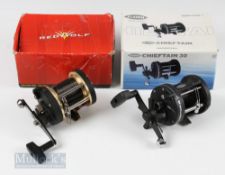 Fladen Chieftain 30 Trolling Reel appears unused with original box, together with Red Wolf Sea 300