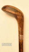 Early Sunday Golf Walking Stick fitted with stained wooden head driver, black fibre sole insert,