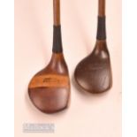 2x Jack White Sunningdale woods – large striped topped driver and deep faced small headed driver -