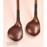 2x Leslie Cotton good sized woods – dark stained driver stamped Coulson Court GC and another large