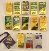 14x 2002-2019 Gordon Brand jnr European Tour Money Clips and Members Guest Badges incl 6 money
