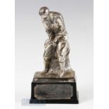 1930s Silvered Metal Plated Bobby Jones Style Golfing Figure Presentation Putting Prize – made by