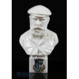 Tom Morris St Andrews - fine and large Ceramic Crested ware bust of Old Tom Morris stamped on the
