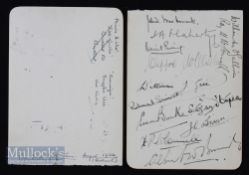 August 1934 Royal Porthcawl - Irish Golf Team Autograph page appears with hand written signatures