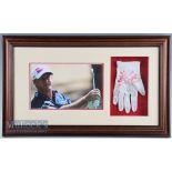 Jamie Donaldson Signed Golf Glove Display with accompanying colour printing, framed and glazed