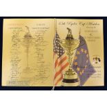 Rare 2004 Ryder Cup Fully Signed Welcome Dinner Menu – played at Oakland Hills Michigan with