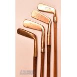 4x interesting brass blade putters – Robertson Pat large short hosel blade, early straight blade