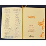 Scarce 1997 Ryder Cup Golf Fully Signed Welcome Dinner Menu – held for the first time outside The UK