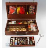 Fly Tying Case and Contents incl silks inc Pearsall’s and Sunrise, Glowbright, large selection of