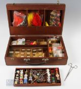 Fly Tying Case and Contents incl silks inc Pearsall’s and Sunrise, Glowbright, large selection of