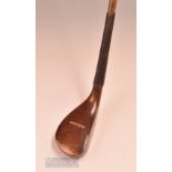 R Morton Fine Replica Late Longnnose beech wood putter – mounted on a large light stained oak