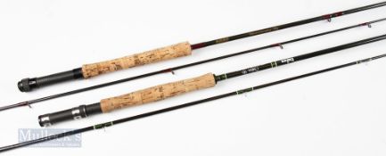 Daiwa Carbon 96 C96 fly Rod 9ft 6in 2 piece, line 7#, together with an Aiken Gloucestershire Fly