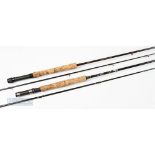 Daiwa Carbon 96 C96 fly Rod 9ft 6in 2 piece, line 7#, together with an Aiken Gloucestershire Fly