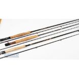 3x Fly Rods – DAM Quick Silver carbon rod, 9ft 2 piece, line 6/7#, appears unused, Shakespeare