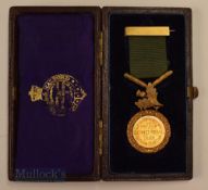 1880 London Scottish Golf Club the Bennet yellow metal medal c/w thistle, ribbon and bar – Autumn