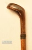 Fine and early Sunday Golf Walking Stick - fitted with an elegant small wood handle with black