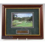 Arnold Palmer Signed Golf Framed Print with 1994 American Golf Sponsors Plaque signed in ink,