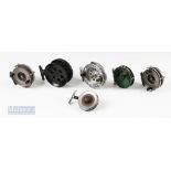 6x Fishing Reels – incl SE Cooke Longcast side cast reel, spool 3”, Lewtham Products 4 ¼” side