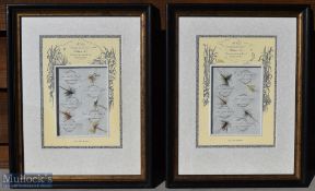 2x Framed fishing Fly Displays – Irish Mayfly – each containing 5 flies in decorative mounts, both
