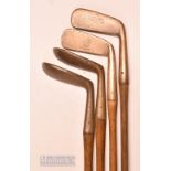 4x various putters featuring Tom Stewart Serpent mark Auchterlonie St Andrews bronze putter,