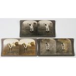 Gene Sarazen and Jerome D Travers Stereo View real photograph golf cards (3) – showing Sarazen (